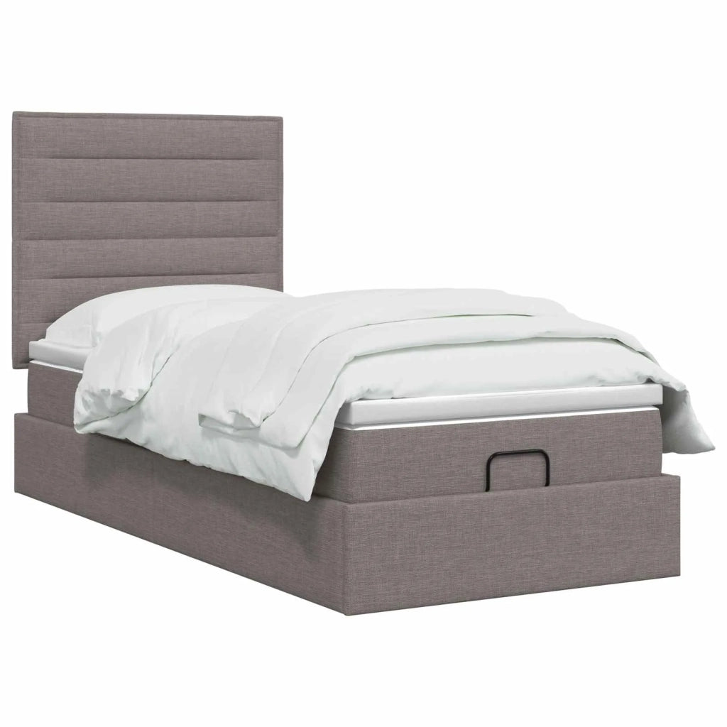 Letto Ottomano con Materasso e LED Tortora 100 x 200 cm Tessuto 3457969
