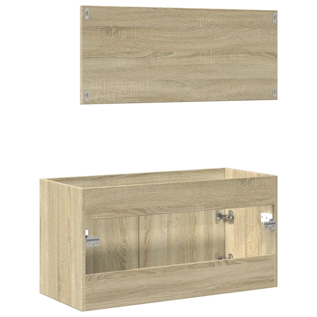 Set Mobili da Bagno 2 pz Rovere Sonoma in Legno Multistrato