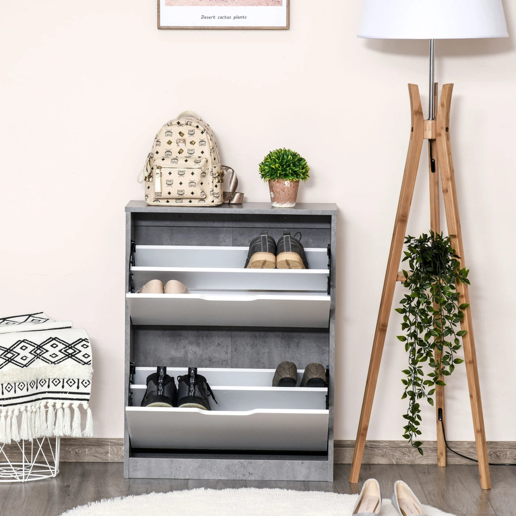 Scarpiera con ante ¨C zephmum ¨C grigio e bianco 62.5x26x81 cm
