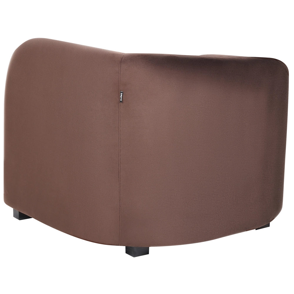 Set moderno ed elegante imbottito per salotto Divano e poltrone Schienale curvo Velluto Marrone scuro
