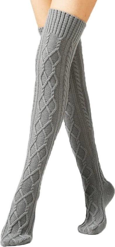 Sokke per donna in lana, calze in lana per donna, calze termici per donna, calze per stivali per donna, calze termici per donna 1 coppia, calze per ginocchia calde, 75cm, colore grigio