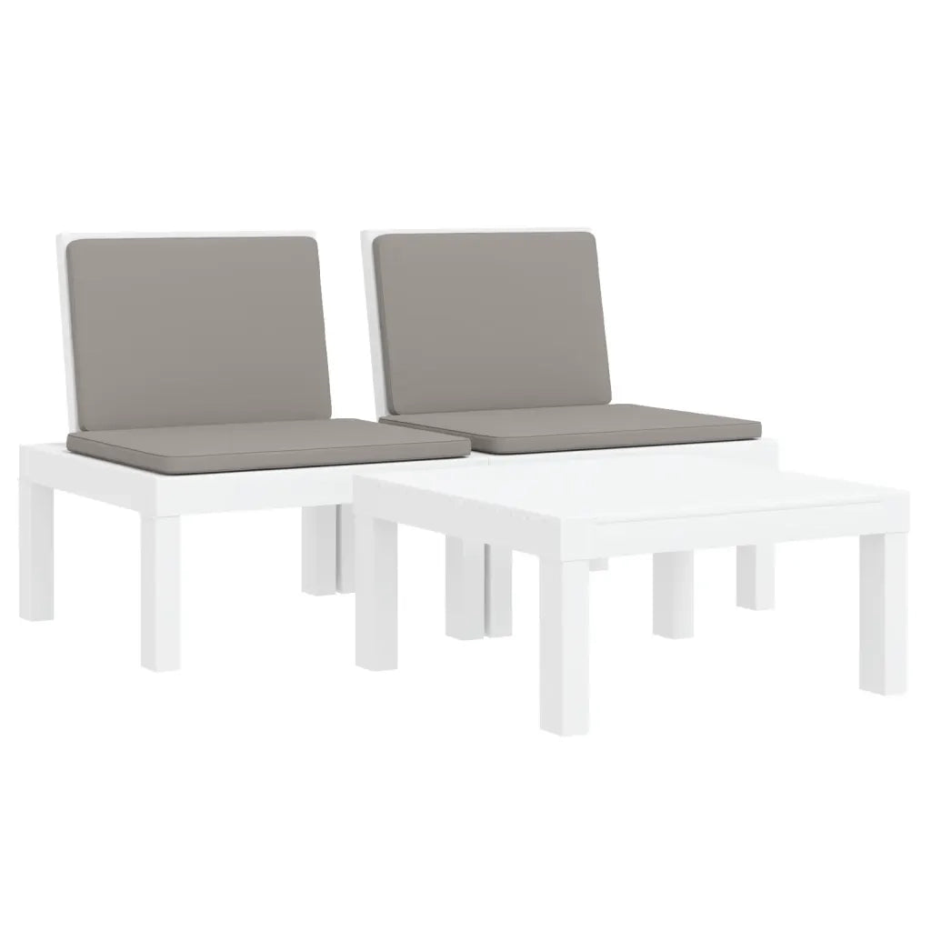 Set Salotto da Giardino 3 pz con Cuscini Bianco in PP 3203732