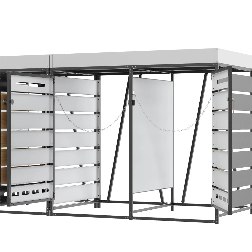 Box Porta Rifiuti con Fioriera, Legno e Metallo, con Serratura ¨C MINIMAL ¨C Grigio