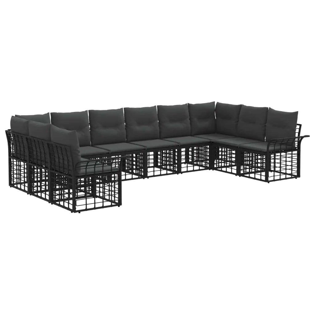 Set di divani da esterno 10 pcs Nero e Grigio scuro Poliestere 3437761