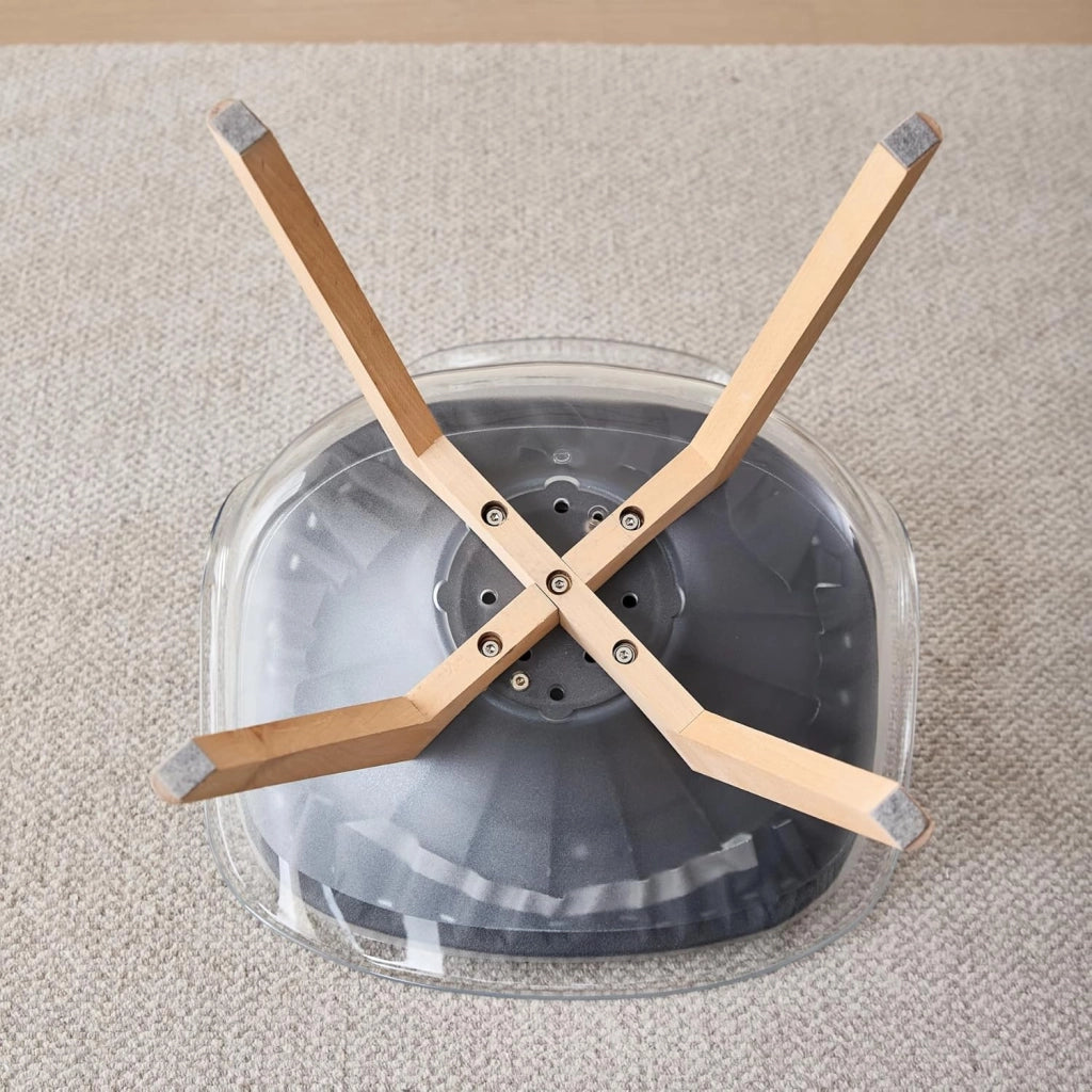 GrandCA HOME Tavolo da Pranzo con 4 Sedie, Tavolo da Pranzo Rotondo Moderno Bianco da 80 CM, 4 Sedie da Cucina Trasparenti Tulip, per Cucina, Soggiorno (Nere)