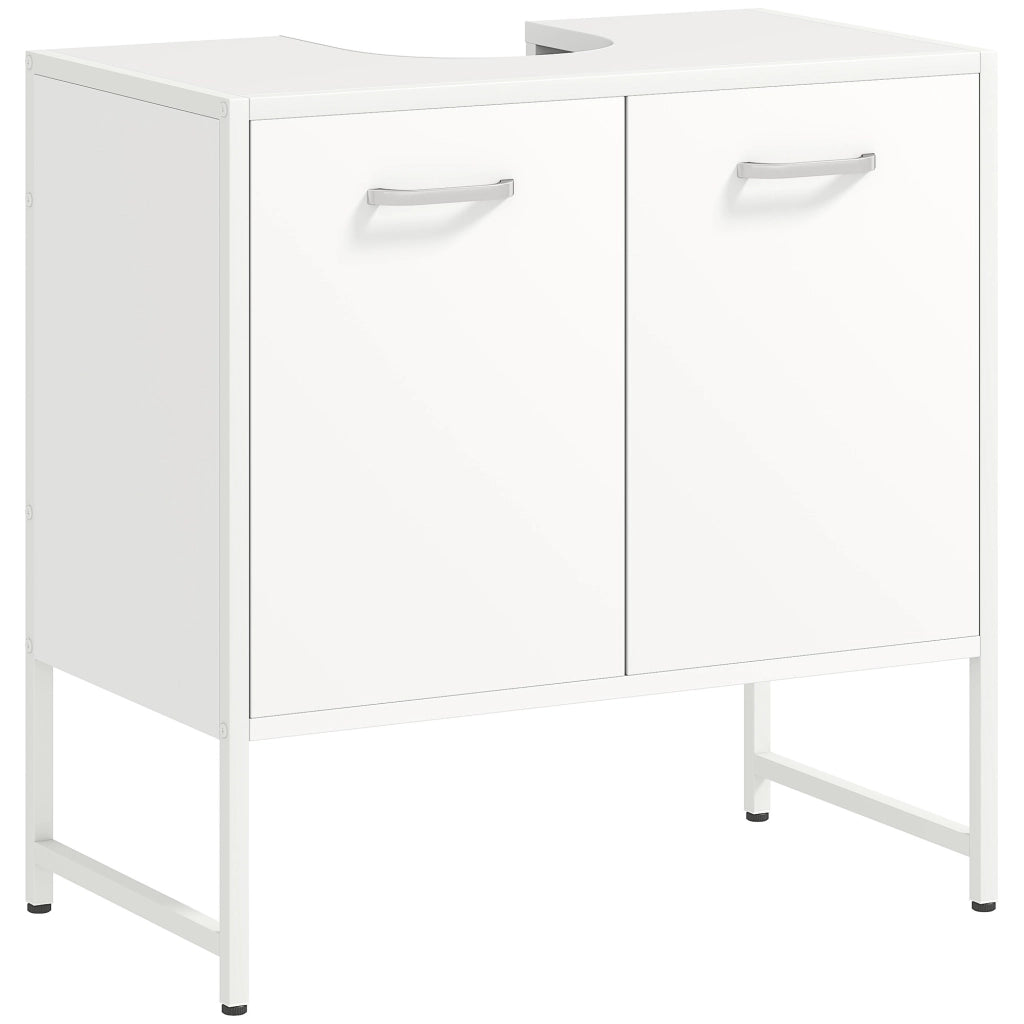 Mobile Sottolavabo Bagno con 2 Ante e Ripiano Regolabile ¨C zephmum ¨C Bianco