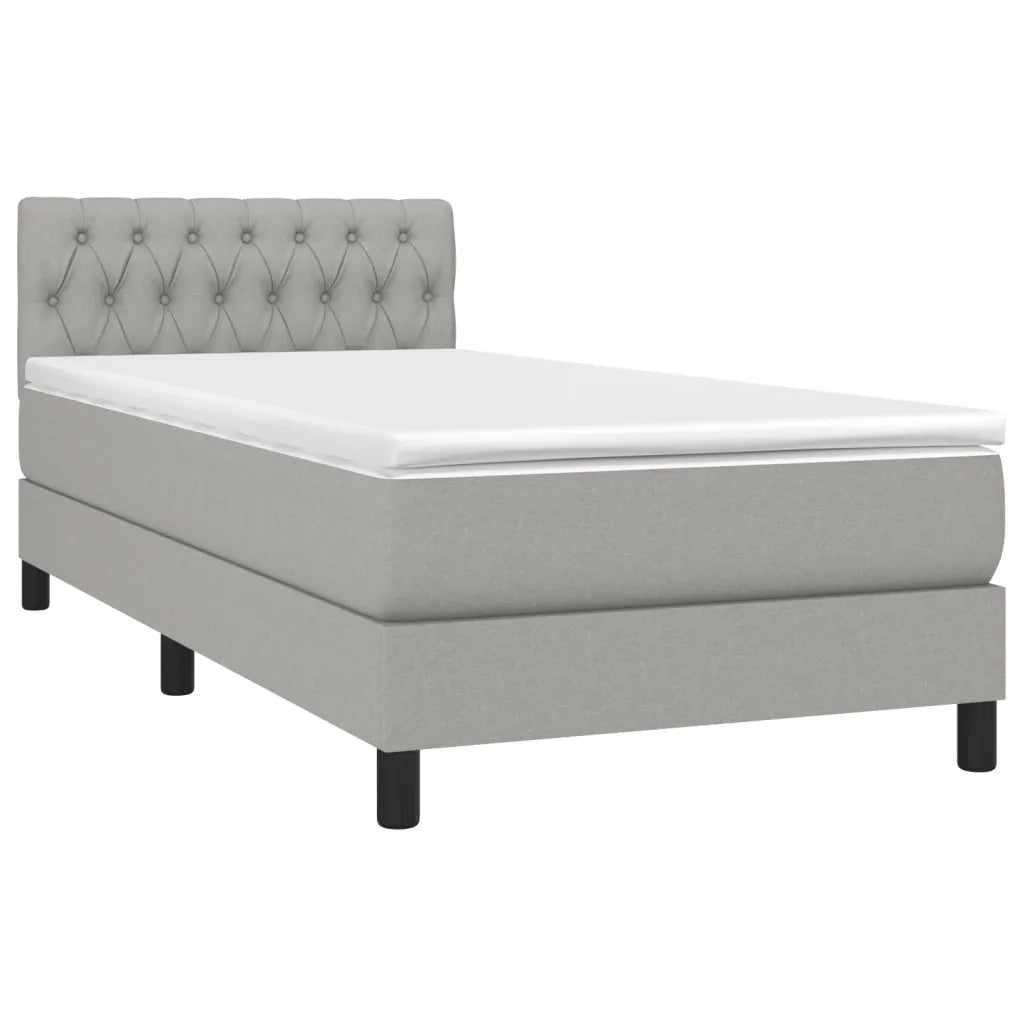 Giroletto a Molle con Materasso-Struttura Letto con Materasso Grigio Chiaro100x200 cm Tessuto 199236
