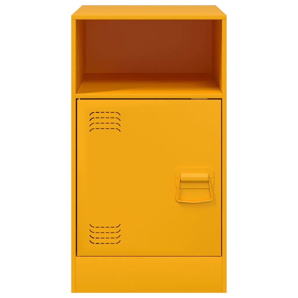 Comodini 2 pz-Set di 2 Tavolino da notte Giallo Senape 34,5x39x62 cm in Acciaio