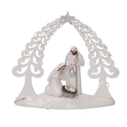 Natività resina bianco con led cm 20x5,5xh17