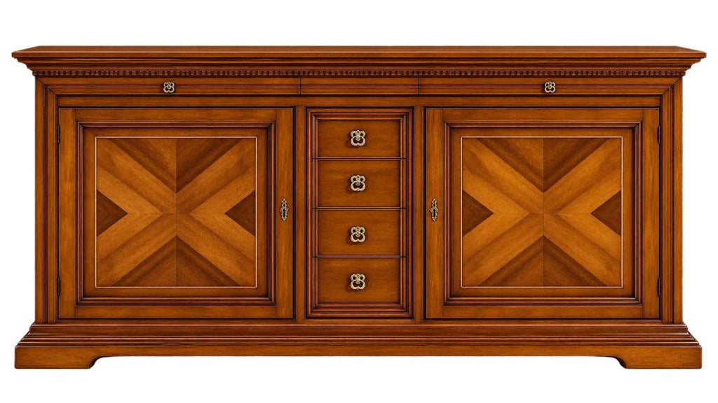 Madia credenza 2 ante 6 cassetti noce bassano l.210 p.53 h. 115 - Mobili 2G
