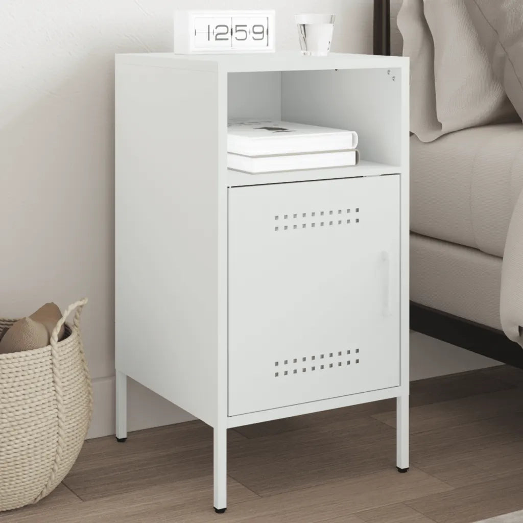 Comodino | Armadio da Notte | Mobiletto da notte Bianco 36x39x68 cm in Acciaio