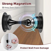 Set di fermavetri magnetici, 2 pezzi, per fissaggio a parete o pavimento, robusti sostegni porte per tenere aperte le porte, fermavetri magnetici in acciaio inossidabile con funzionalità di sicurezza, nero.