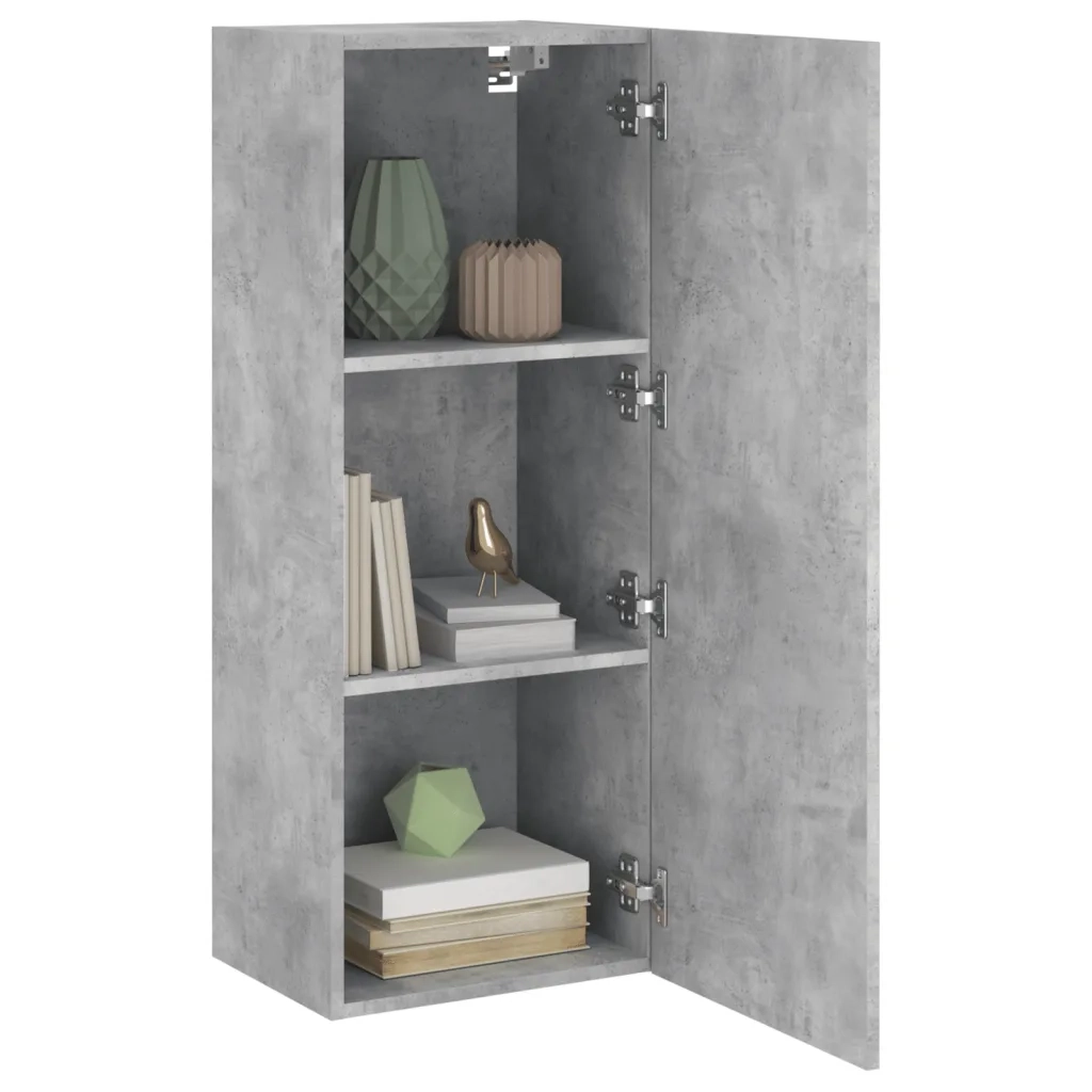 Mobile TV Parete-Credenza per TV sospesa-Console TV  Grigio Cemento 40,5x30x102cm Legno Multistrato