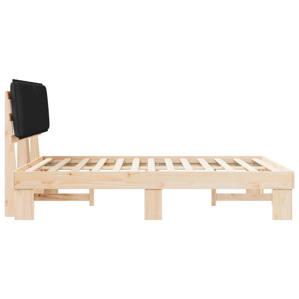 Letto con Testiera Rivestita Nero 135 x 190 cm Pino massello 877291