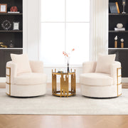 Poltrona girevole 360° in tessuto cord beige con vano contenitore; 76x79x78 cm