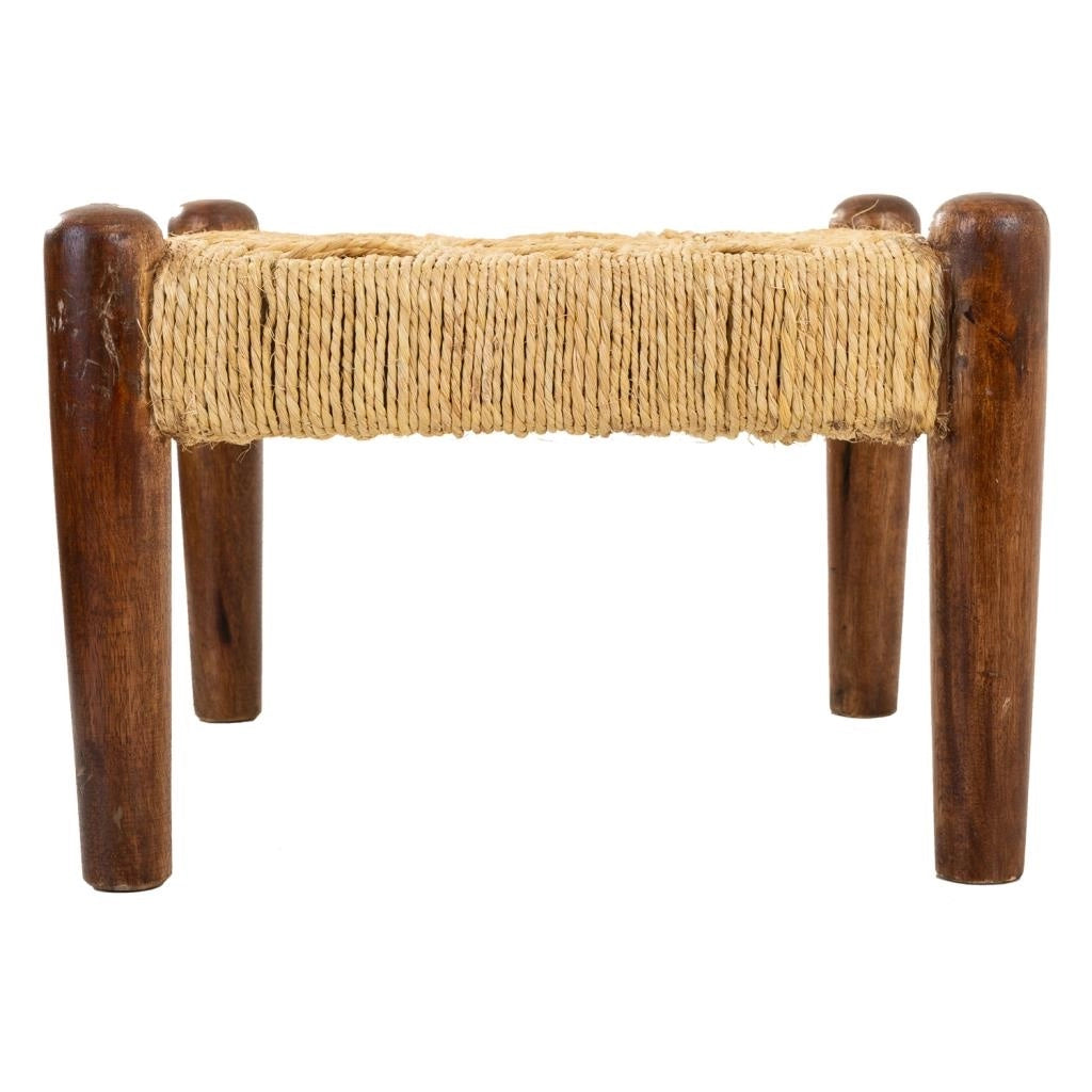 Sgabello in legno e corda marrone naturale 39x39x27h