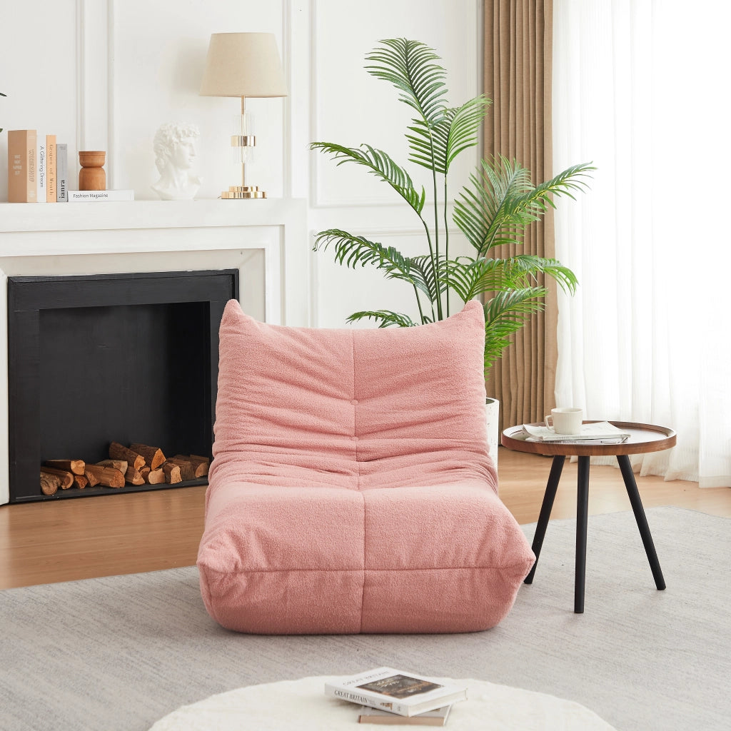Poltrona modulare da pavimento in ciniglia rosa, con schiuma ad alta resilienza e design ergonomico