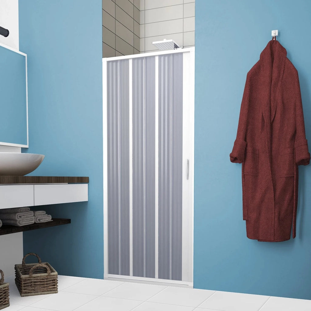 Porta Doccia in PVC 120CM H185 a soffietto con Apertura Laterale colore Bianco mod. Flex