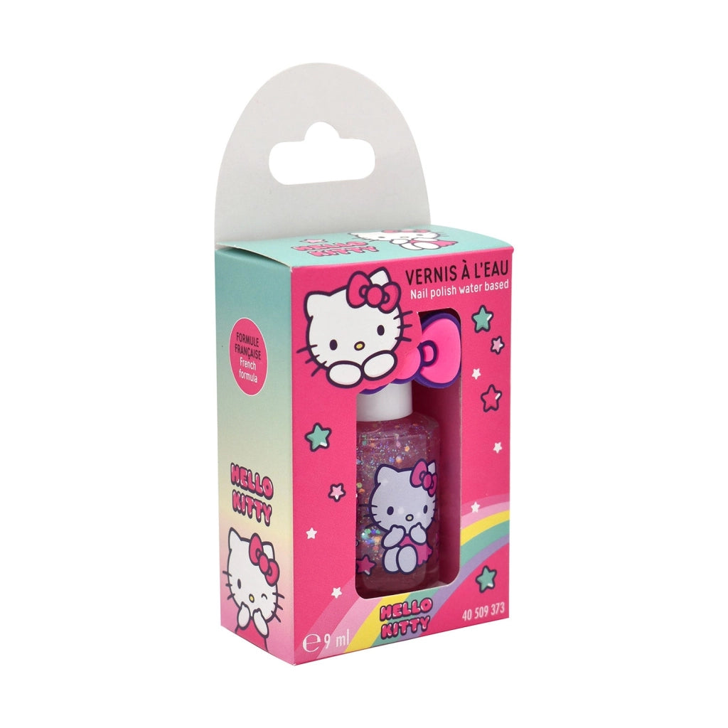Set 18 Smalti Hello Kitty con Anello per Bambini a Base Acqua 9 ml Rosa Chiaro