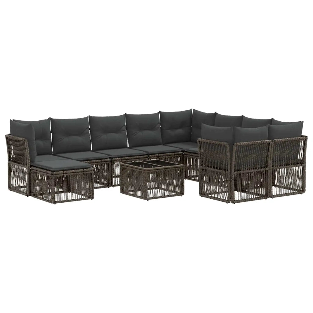 Set Divano da Giardino 11 pz Grigio polyrattan 3434450