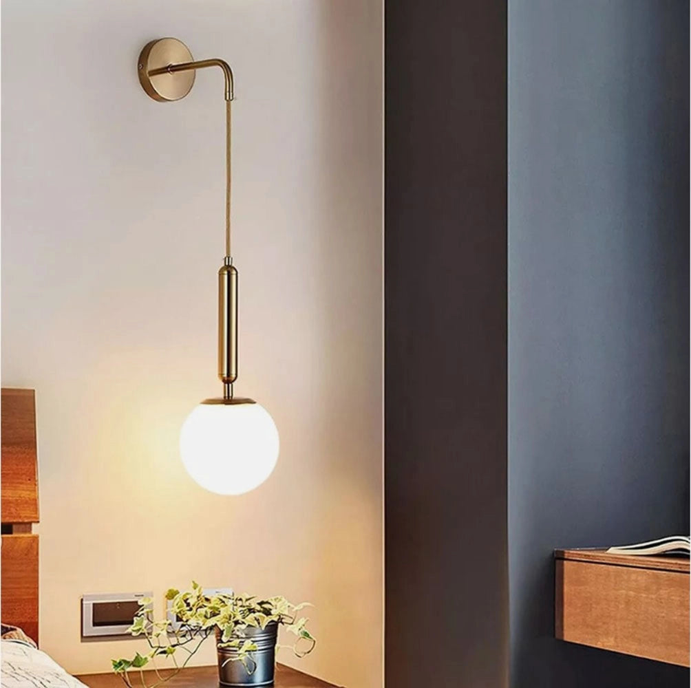 APPLIQUE LAMPADA DA PARETE PER INTERNI DAL DESIGN MODERNO MINIMAL CON SFERA A SOSPENSIONE ATTACCO PER LAMPADINE G9