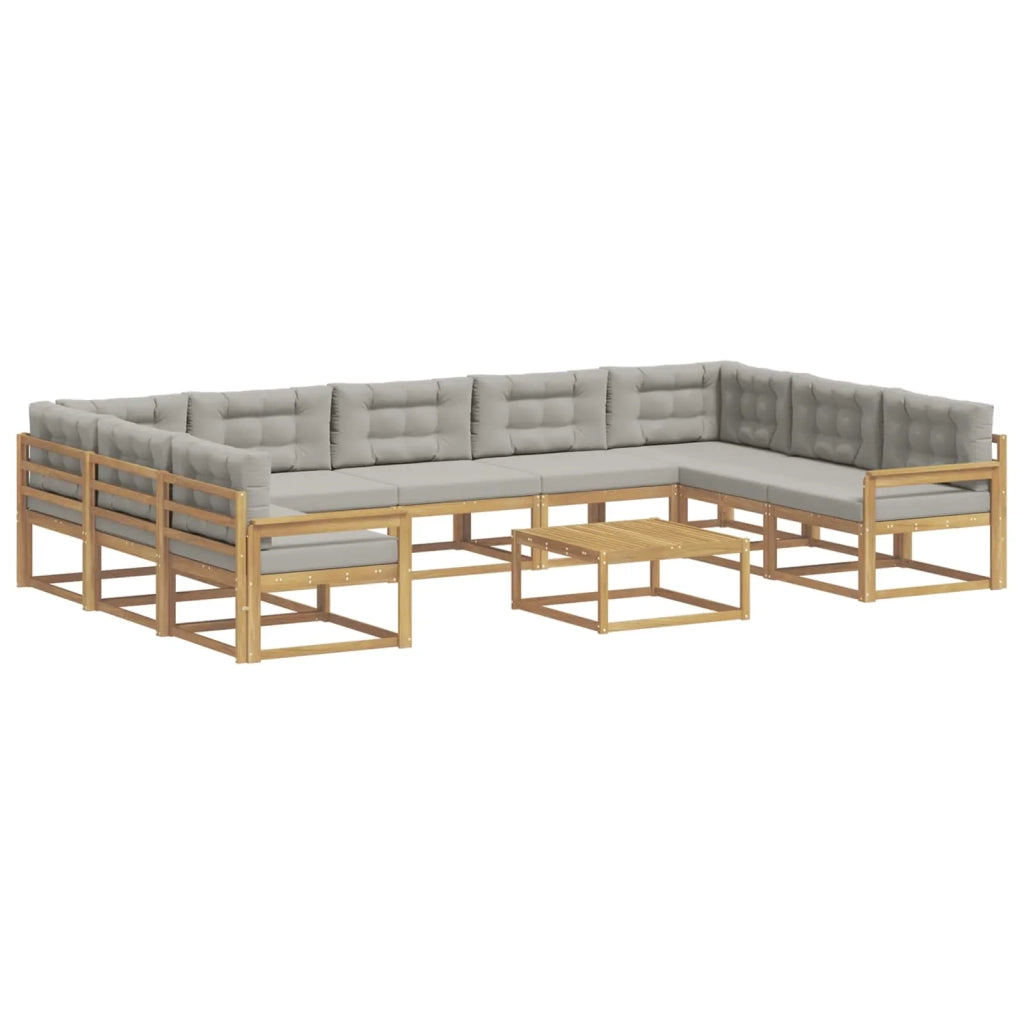 Set di divani da esterno 10 pz Bianco e Grigio Chiaro 3387060