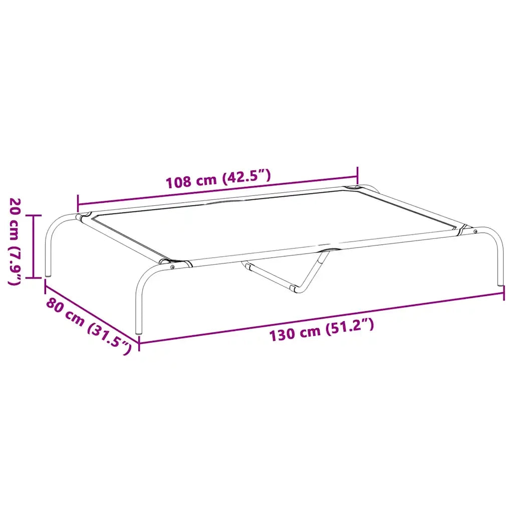 Cuccia per Cani Rialzata Nera 130x80x20cm Tela Oxford e Acciaio 42000840