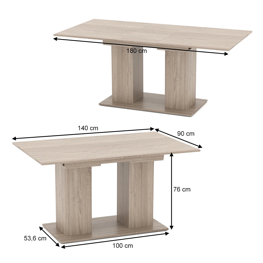 Vicco Tavolo da pranzo allungabile Sonoma 90 x 140 cm