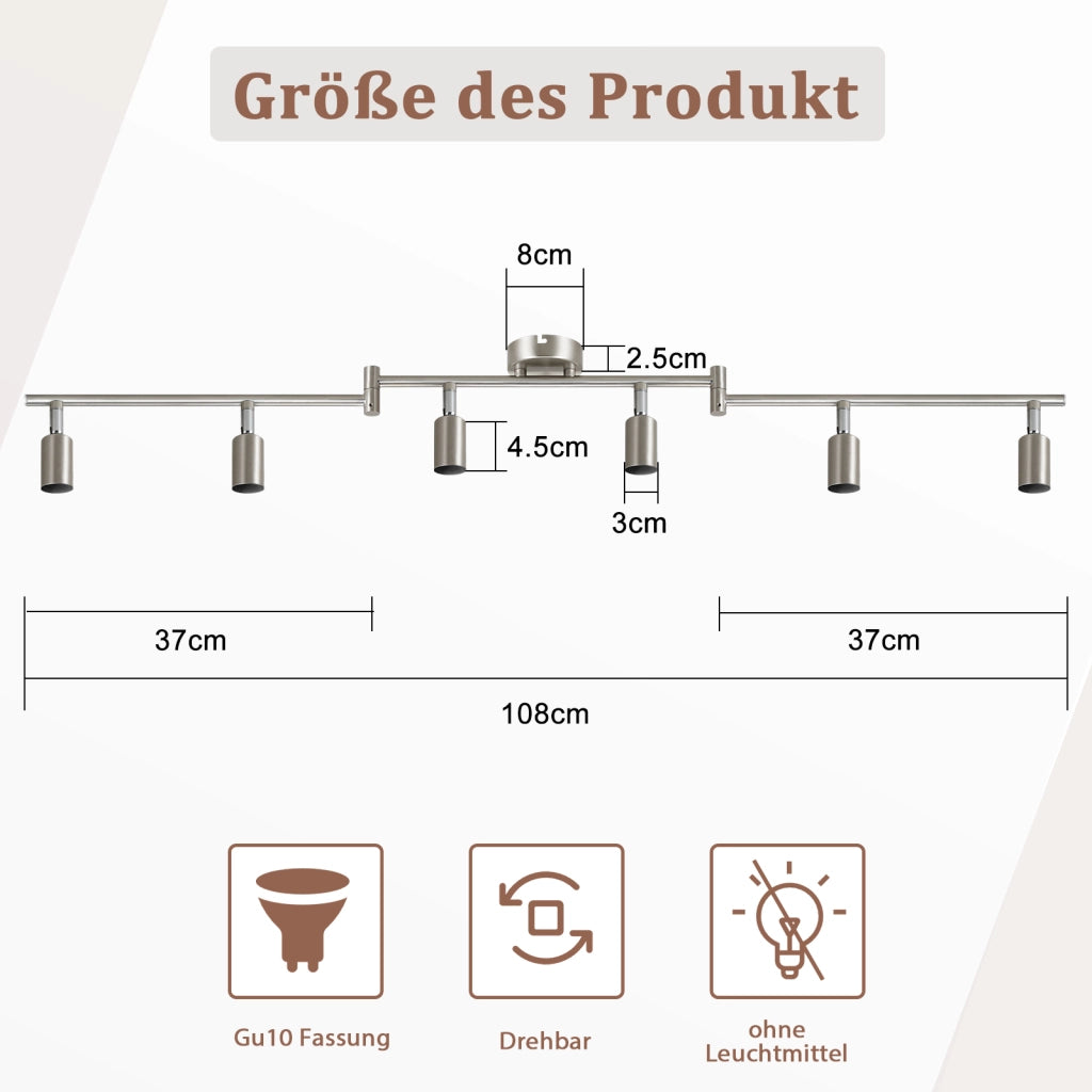 ZMH Faretto da soffitto a 6 luci - Plafoniera moderna GU10 faretto da soffitto soggiorno