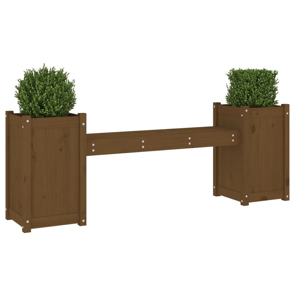 Panchina Fioriera Marrone Ambra 180x36x63cm Legno Massello Pino 825166