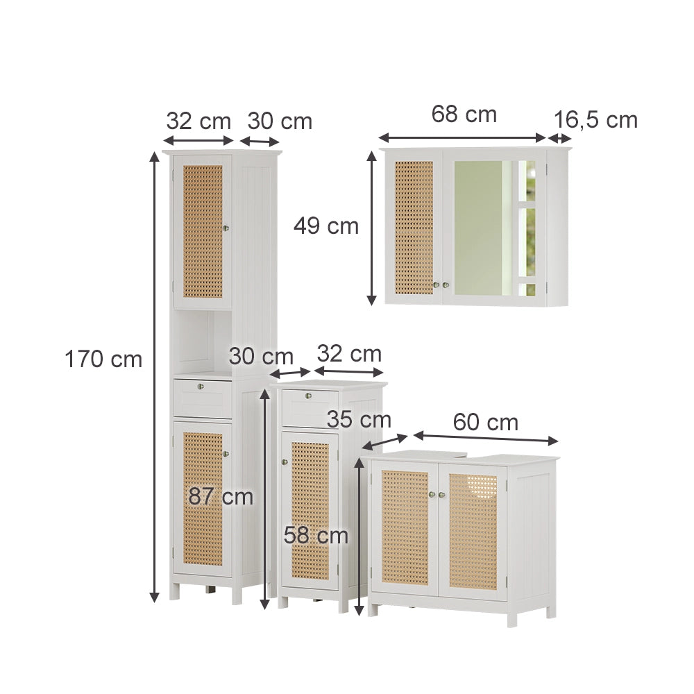 Vicco Set di mobili da bagno Bianco 4 pezzi, con colonna