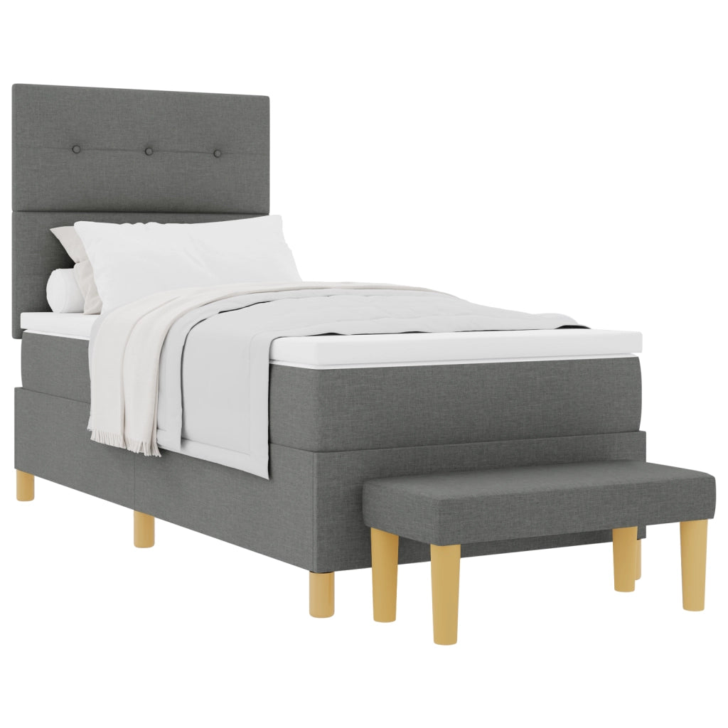 Letto Box Spring con Materasso & Panchina Grigio Scuro 80x200 cm Tessuto