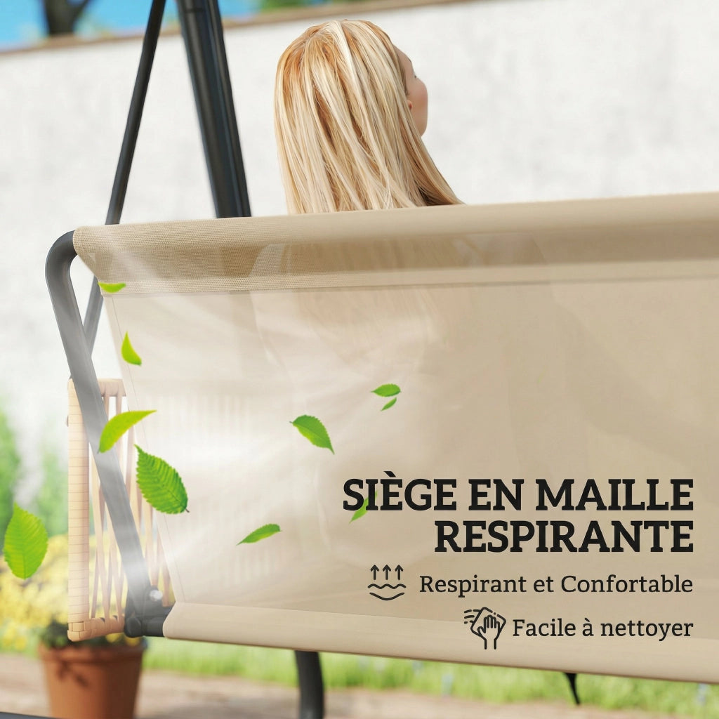 Amaca da Giardino 3 Posti ¨C zephmum ¨C Grigio, Acciaio, Con Cuscino