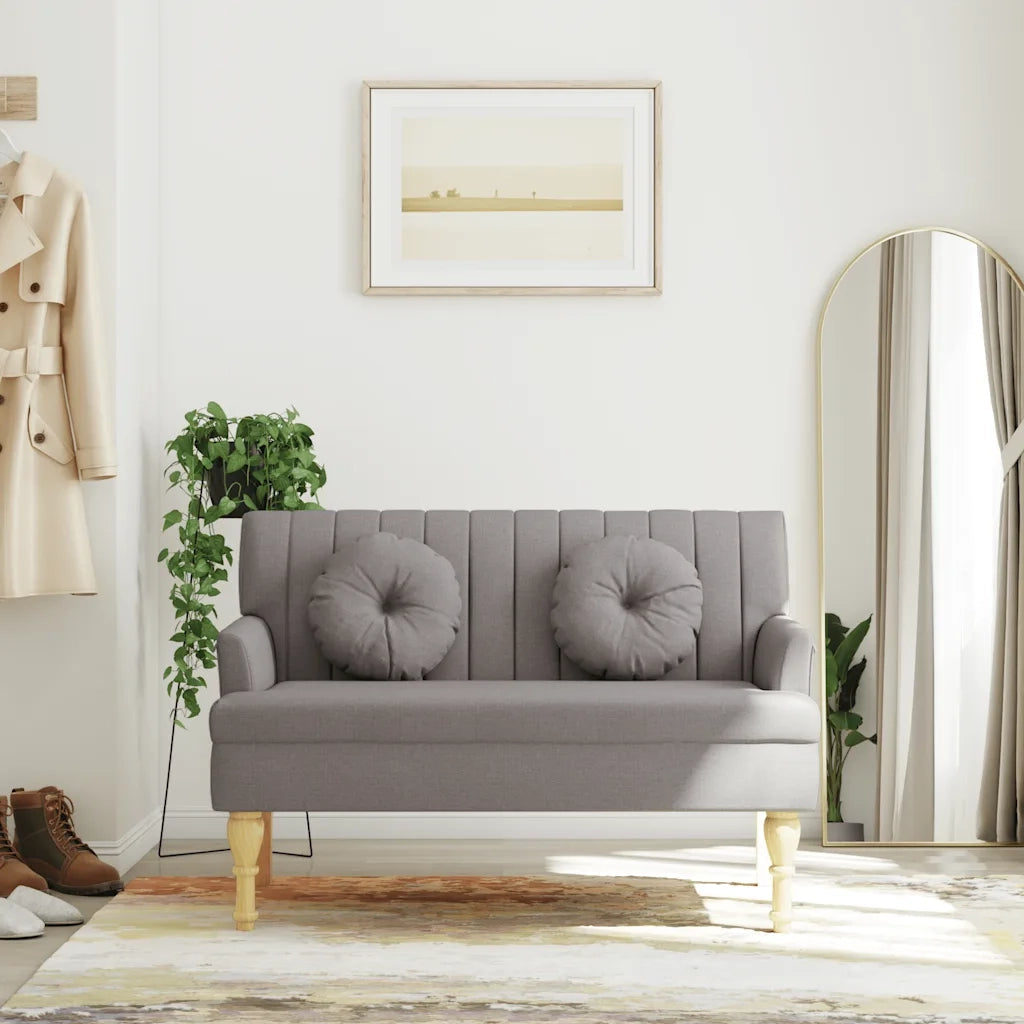 Panca con Cuscini Tortora 113x64,5x75,5 cm in Tessuto CFW8623510
