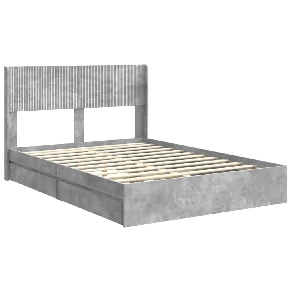 Struttura del letto con stoccaggio e testata Grigio Cemento 3414374