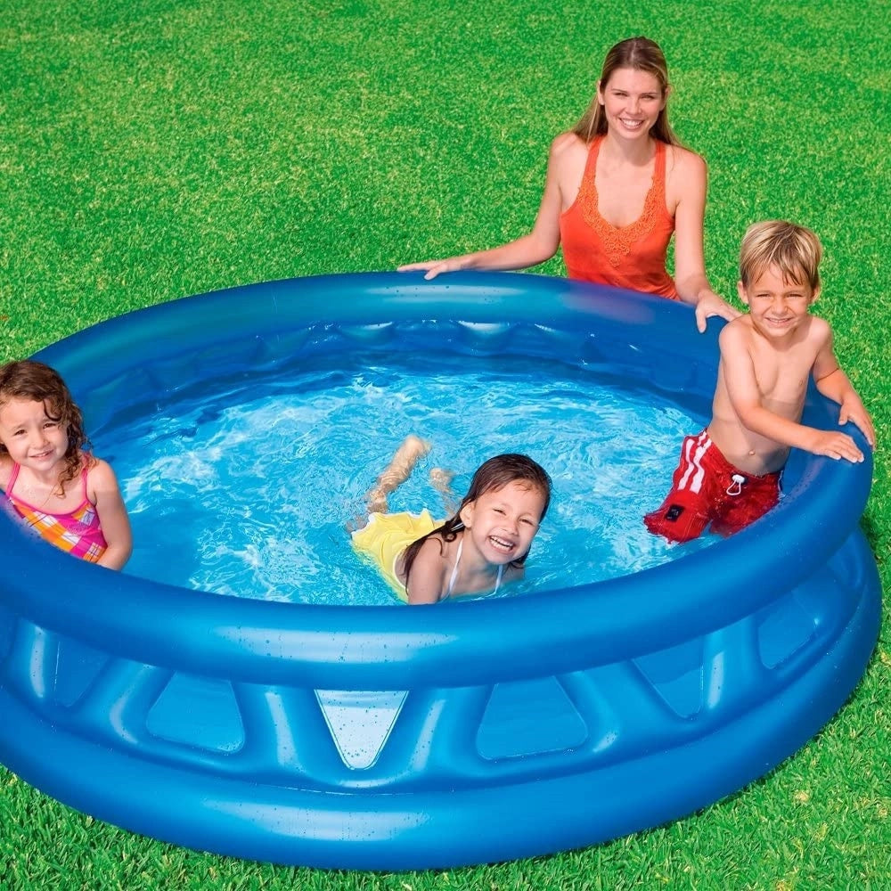 Trade Shop - Piscina Gonfiabile Triangoli Soft Blu 188 X 46 Cm 790 Lt Bambini Estate 58431 -