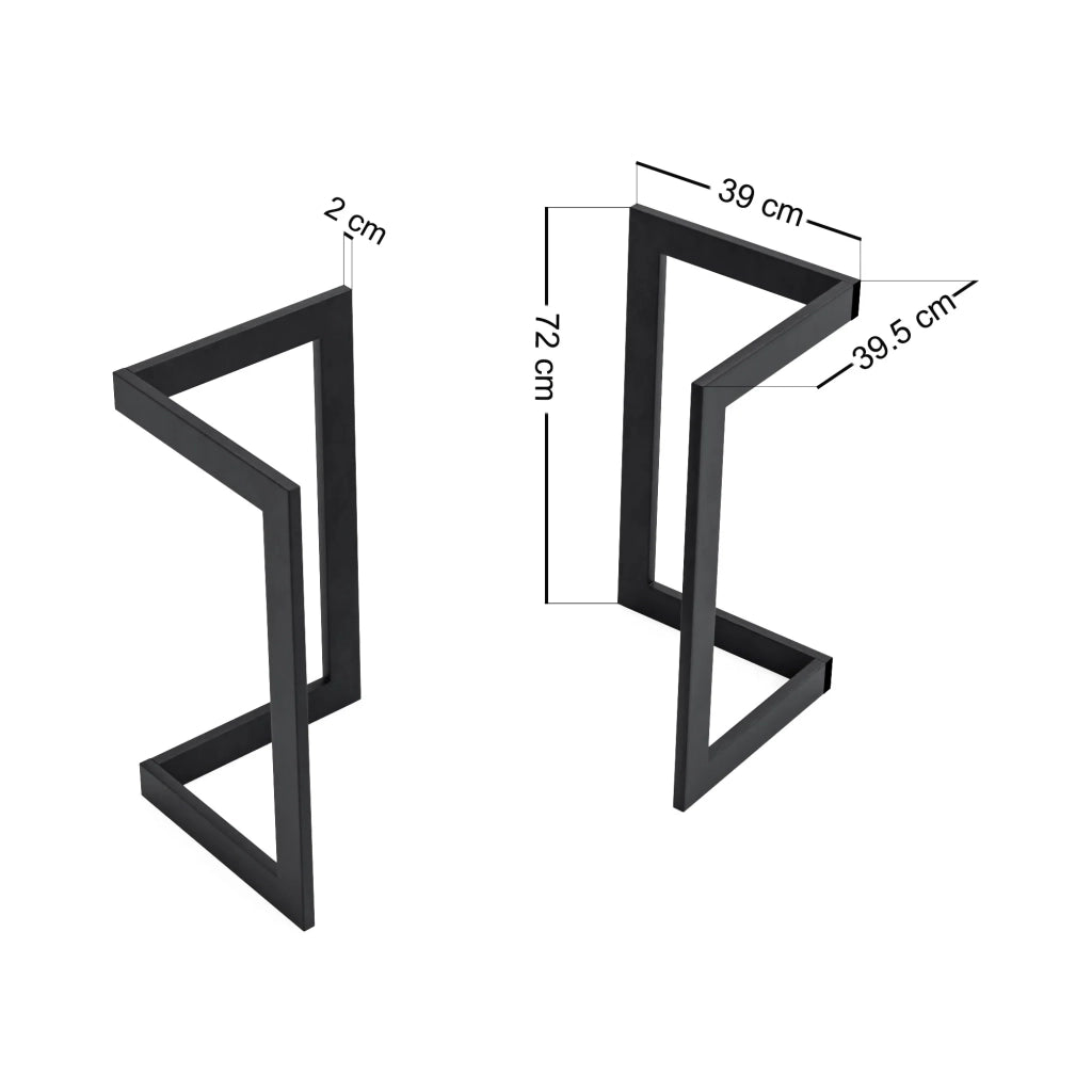 Set di 2 gambe per tavolo 72 x 40 x 39 cm acciaio nero 03_0010589