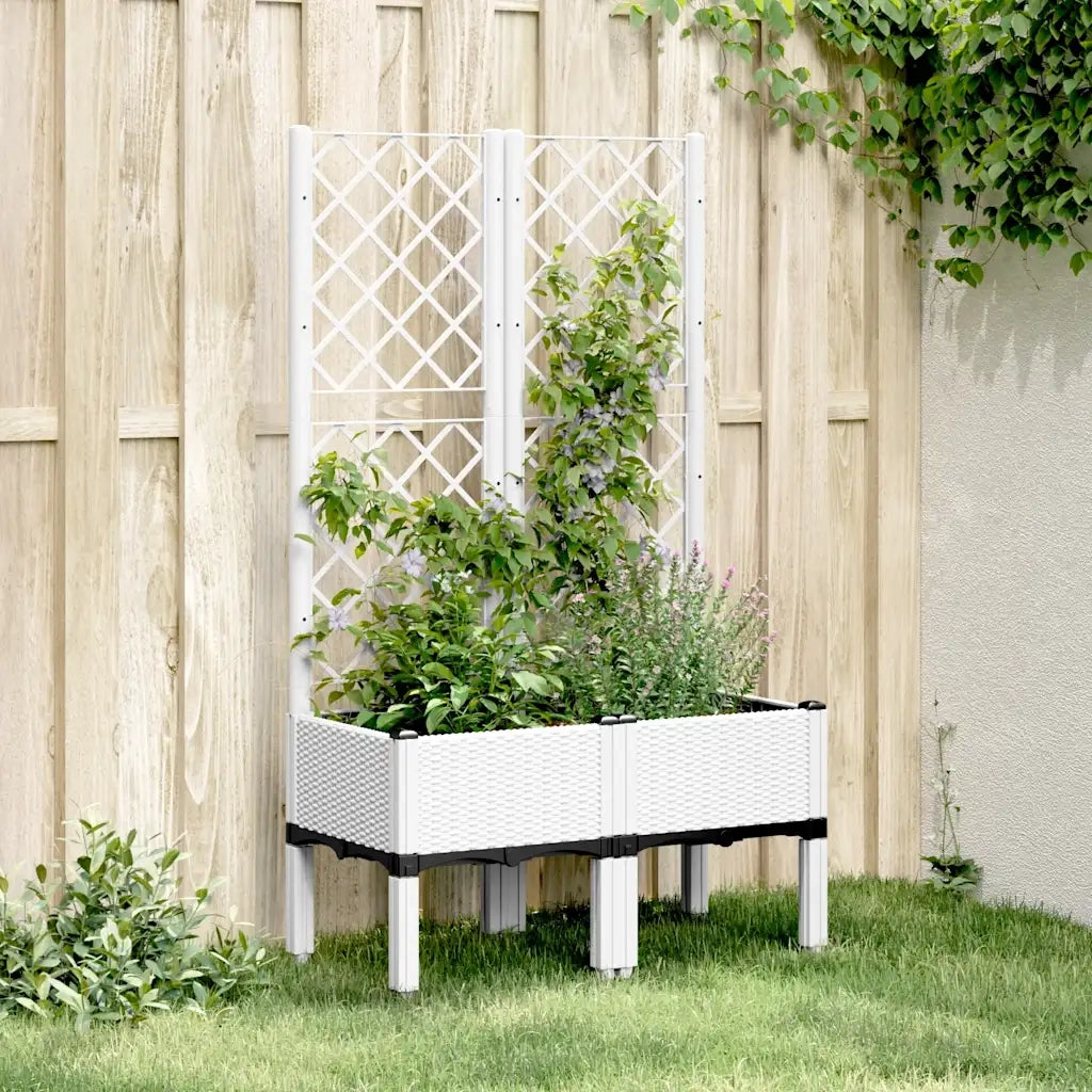 Fioriera | Cassetta per fiori | Vaso da Giardino con Graticcio Bianco 80x40x142 cm PP