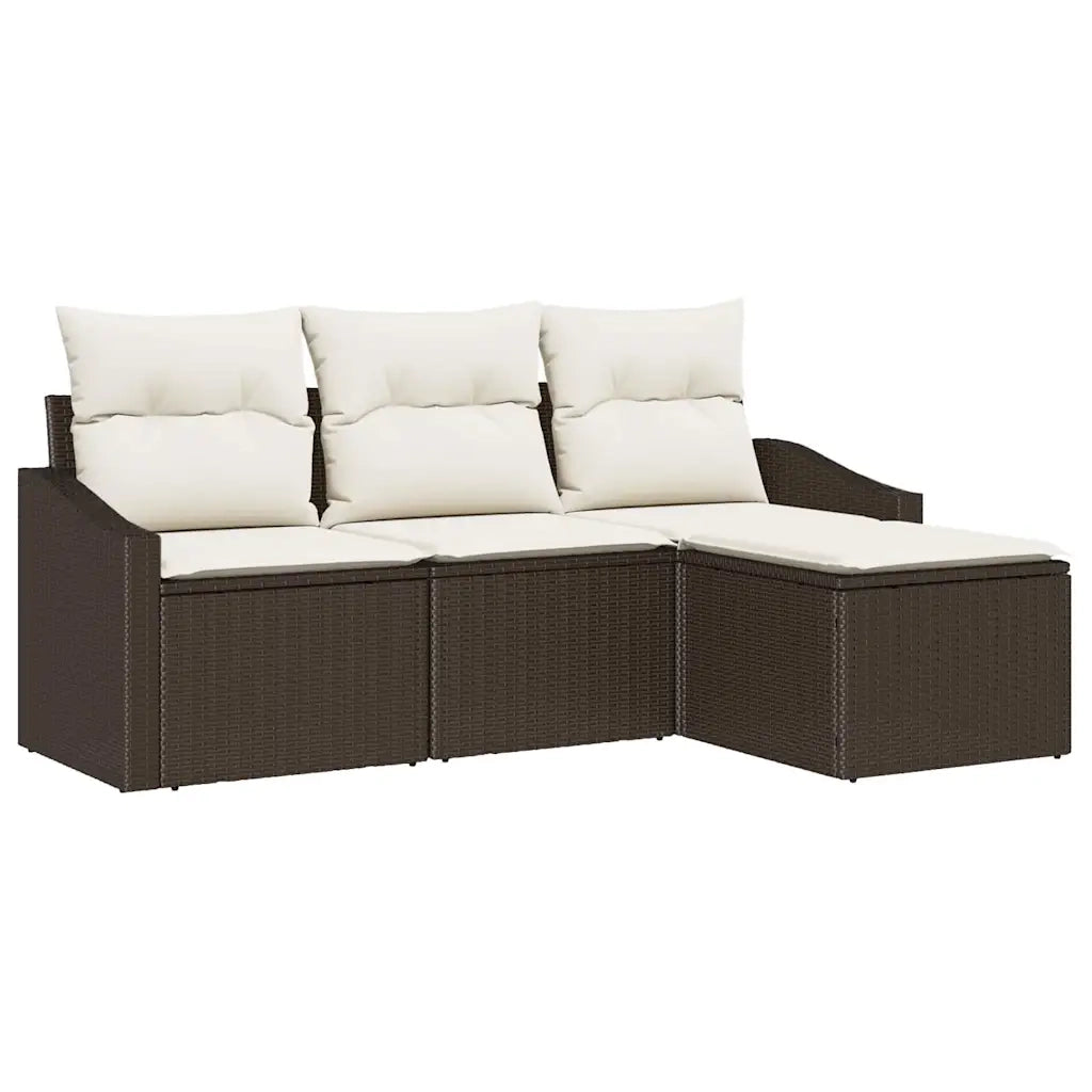 Set di divani con cuscino 4 pcs Marrone polyrattan 3346668