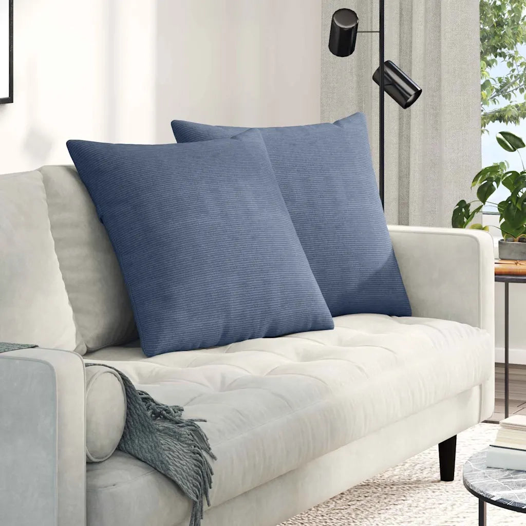 Cuscini da Divano 2 pcs Blu 60 x 60 cm Tessuto in Cords