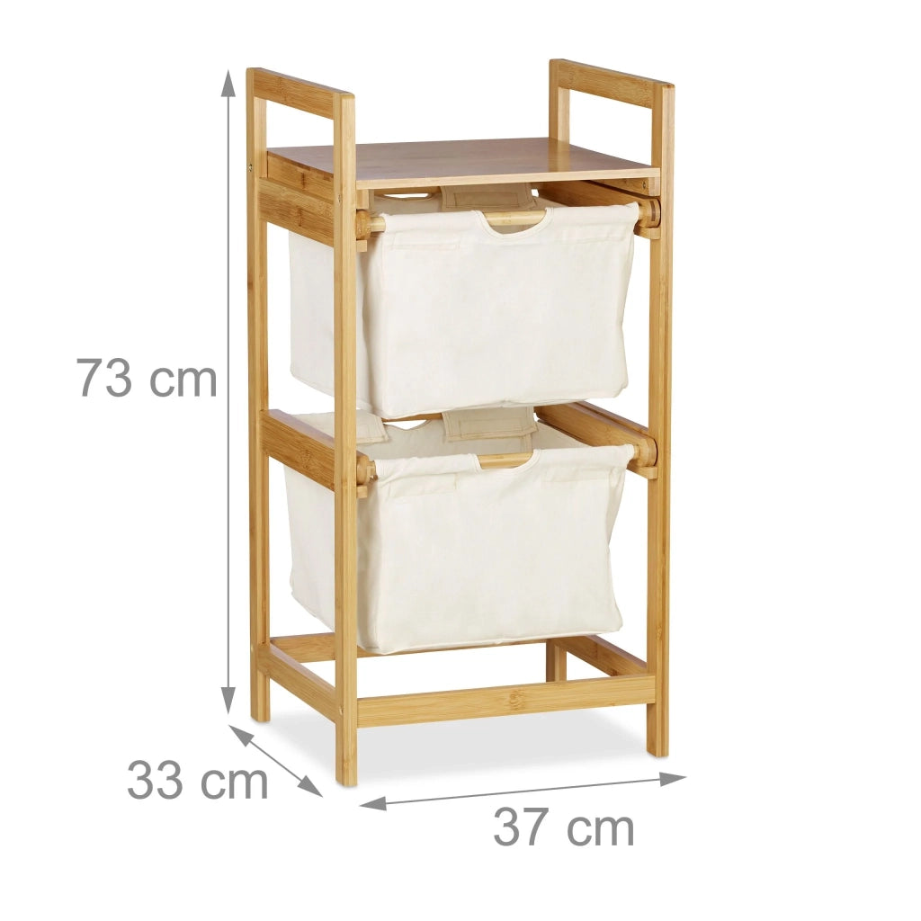 Cesto per biancheria 2 scomparti rimovibili pratico stile casa di campagna 70 x 40 x 70 cm in bambù naturale 13_0007558