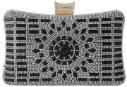 Borsa da sera con pietre di diamante per donna, borsa glabra per gala, borsa crossbody elegante, borsa a catena, borsa piccola per matrimonio, banchetto, festa, nera