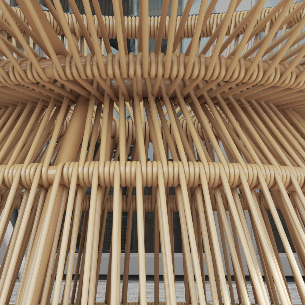 Tavolino da giardino rotondo ¨C Minimal ¨C effetto rattan, piano in vetro temperato ?60x37 cm