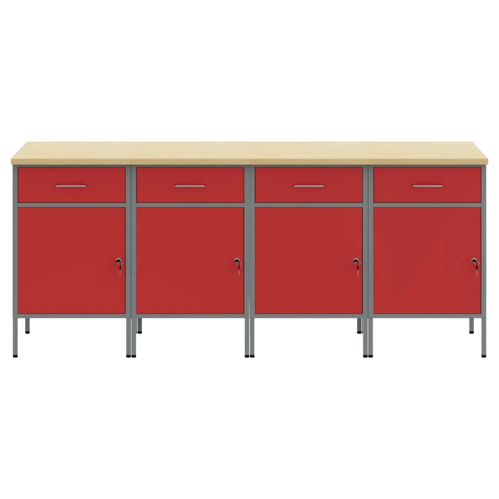Mobile da lavoro 4 pcs Rosso e Grigio 200 x 55 x 85 cm 3321385