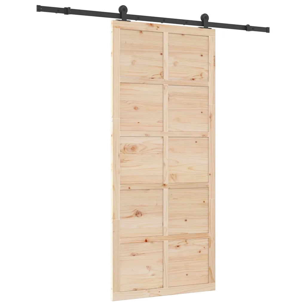 Porta scorrevole Naturale 100 x 208 cm Legno Massello di Pino 3381176