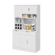 Credenza alta con ripiani regolabili; prese e USB; per cucina; in truciolare; bianco