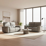 Set divani recliner elettrici Velveta 3 posti + 2 posti tessuto grigio