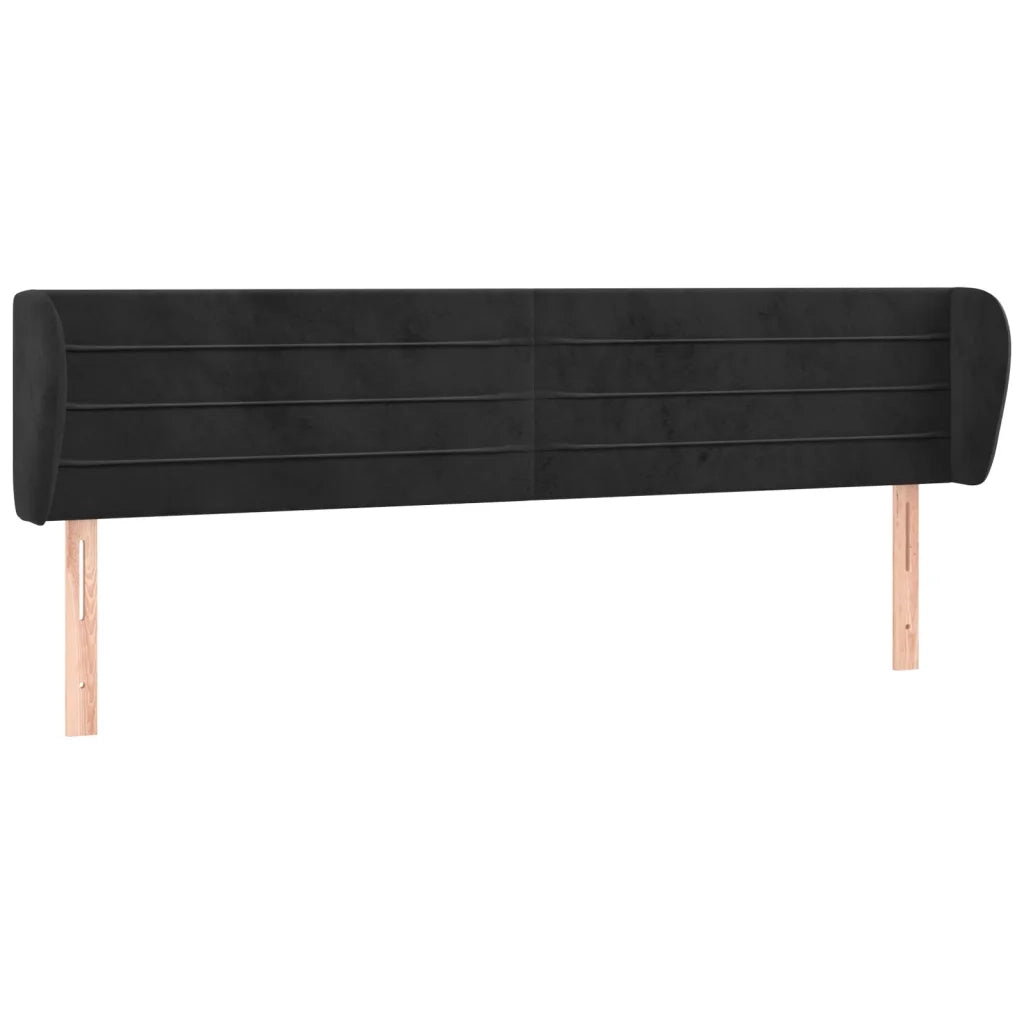 Testiera | Testata ad Orecchio Nera 203x23x78/88 cm in Velluto