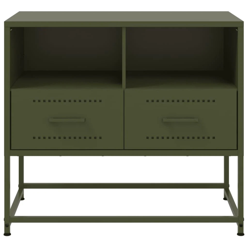 Mobile TV multimediale mensola TV credenza TV sala da pranzo soggiorno camera da letto verde oliva 68 x 39 x 60,5 cm acciaio verde 02_0028270