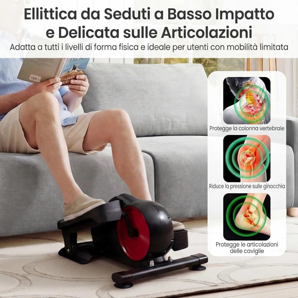 Ellittica sotto Scrivania, Pedaliera Riabilitazione Silenziosa, con Monitor e 8 Livelli di Resistenza Magnetica Regolabili e Display LCD, Mini Ellittica Portatile per Casa e Ufficio